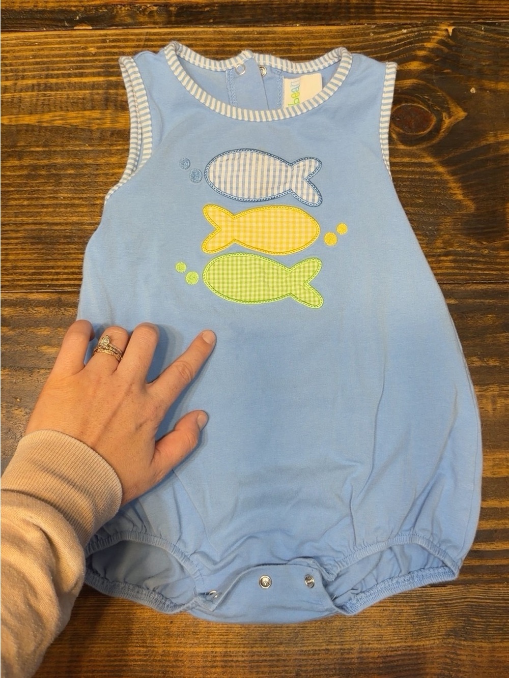Jellybean Fish Appliqué Baby One-Piece Romper